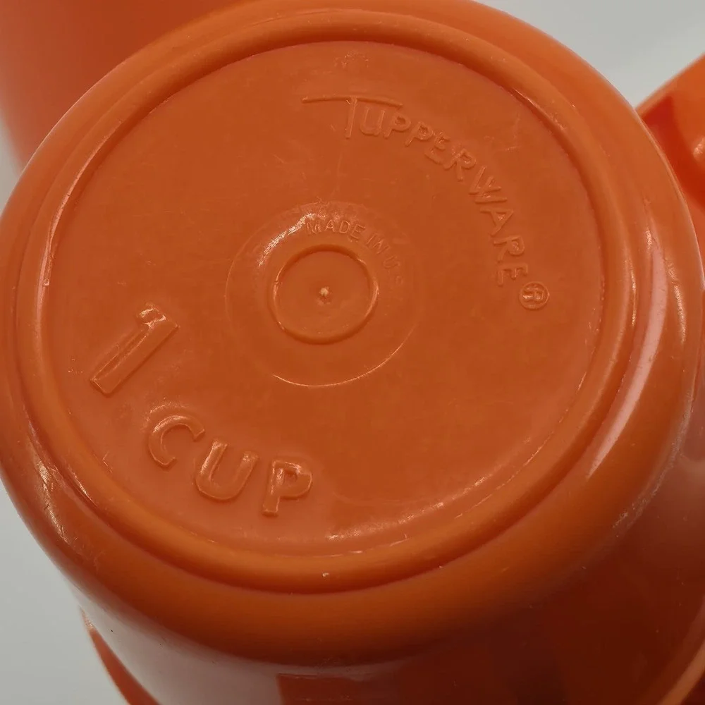 Tupperware Orange 6 Measuring Cups 7 Spoons Sets Include D-Ring & Slimline 32oz